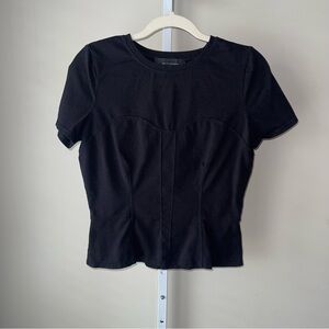 White House Black Market Women’s Black Corset Seamed Fitted Top Size S
